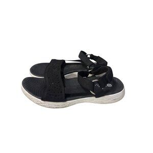 Bzees Black Rhinestone Embellished Womens Sandals With Adjustable Straps Size 8